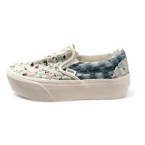 Women's Vans Classic Slip-On Stackfoam VN0A7Q5RB12 Quilted Denim Size 8.0